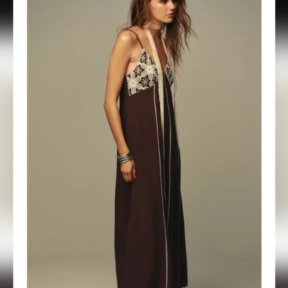 Zara Embroidered Midi Strappy Dress - Picture 2 of 7